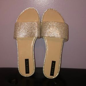 Brand new sandals with silver rhinestones
